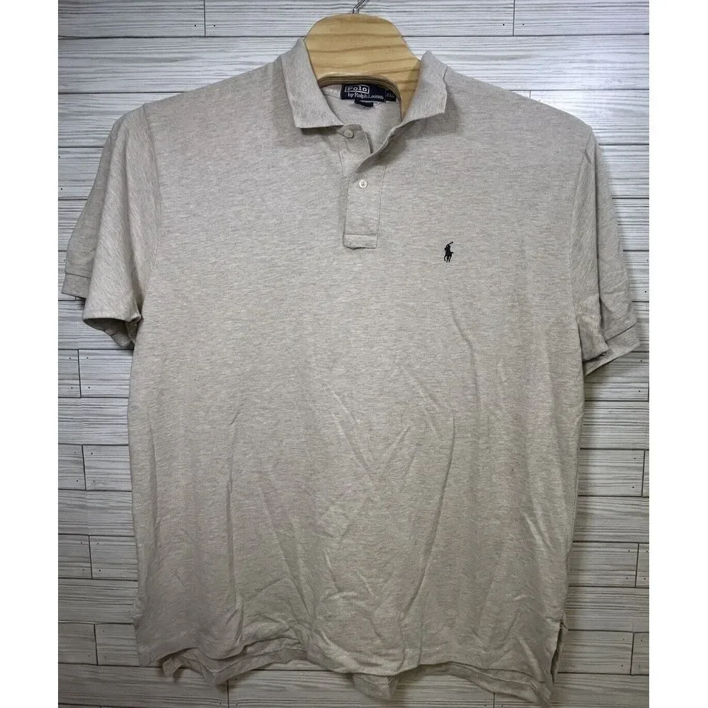 Polo Ralph Lauren‎ Men's Cotton Polo Tan Heather Short Sleeve Golf Sz 2XXL